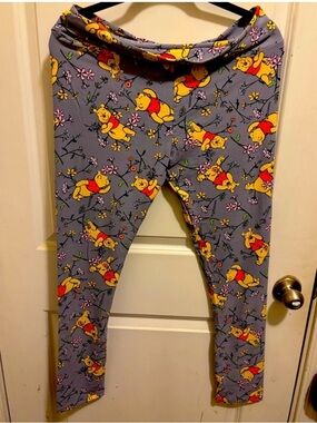 LulaRoe Winnie the Pooh Graphic Leggings -  Blue & Yellow